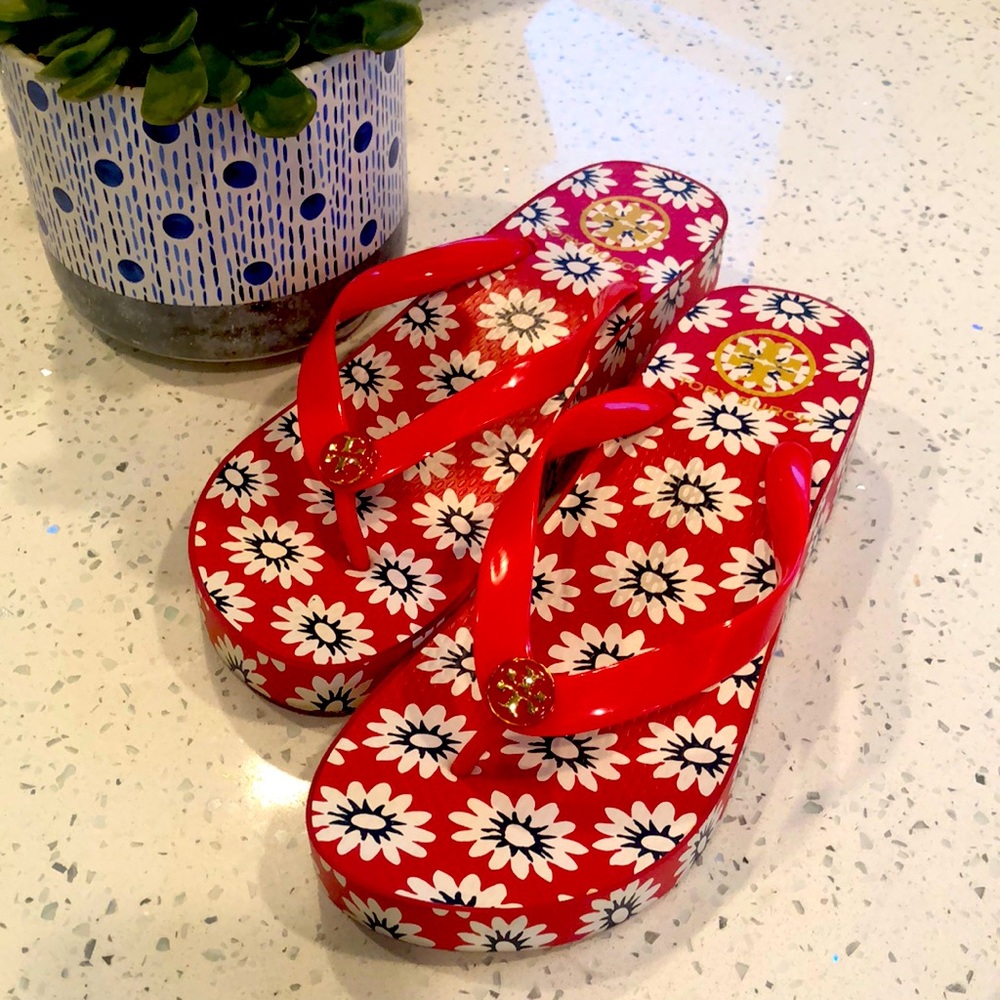 Authentic Tory Burch Wedge Flip Flop sandal thong